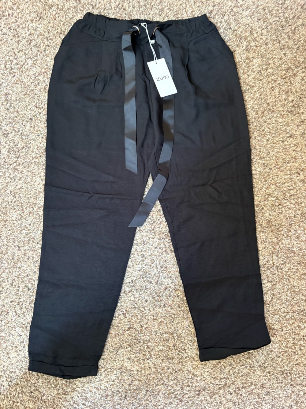 Women’s European Black Cropped Drawstring Ankle Pants